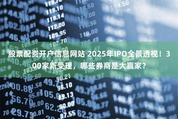 股票配资开户信息网站 2025年IPO全景透视！300家新受理，哪些券商是大赢家？